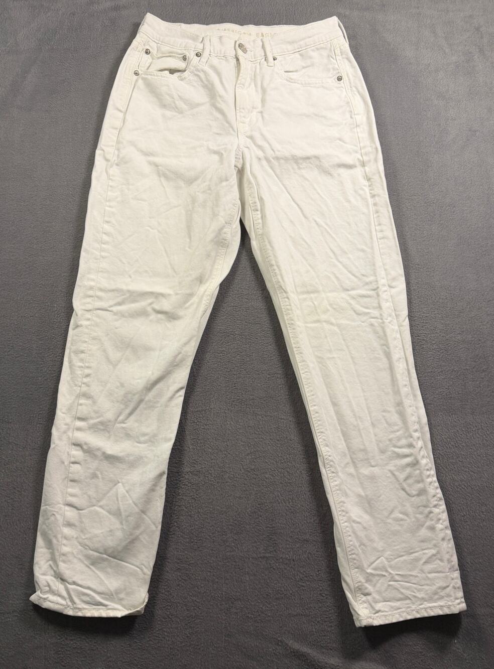 American Eagle Jeans Women's 6‎ White High Rise Straight Leg Denim Pants